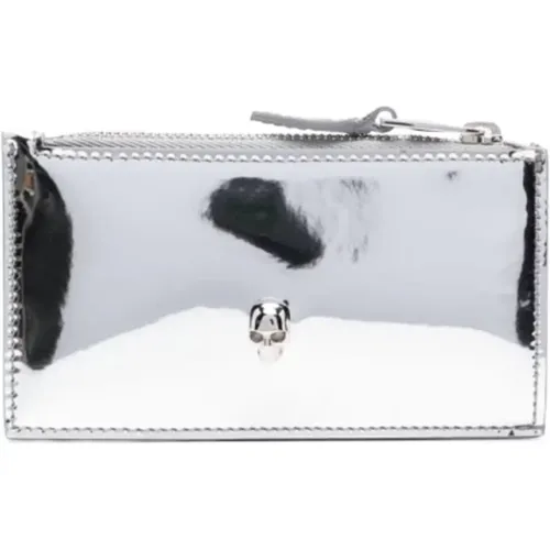 Bold Glamour Leather Wallet with Skull Decoration , female, Sizes: ONE SIZE - alexander mcqueen - Modalova