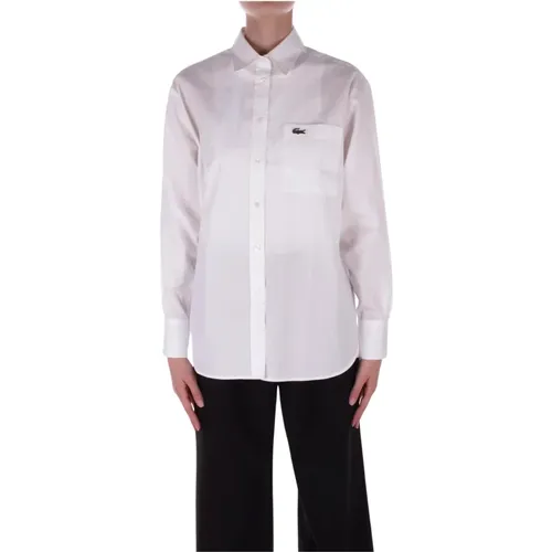 Logo Front Button Shirt , female, Sizes: S - Lacoste - Modalova