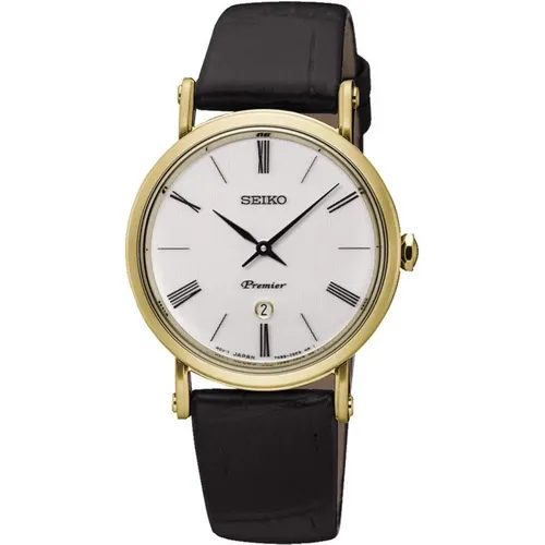 Goldenes Lederarmband Quarzuhr - Seiko - Modalova