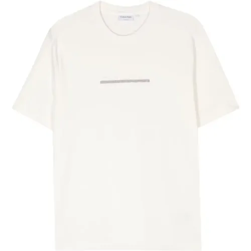 Embossed Logo Ivory T-Shirt , male, Sizes: S, M, 2XL, XL, L - Calvin Klein - Modalova
