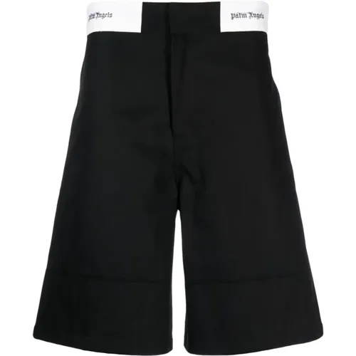 Schwarze Cargo Shorts mit Weitem Bein , Herren, Größe: S - Palm Angels - Modalova