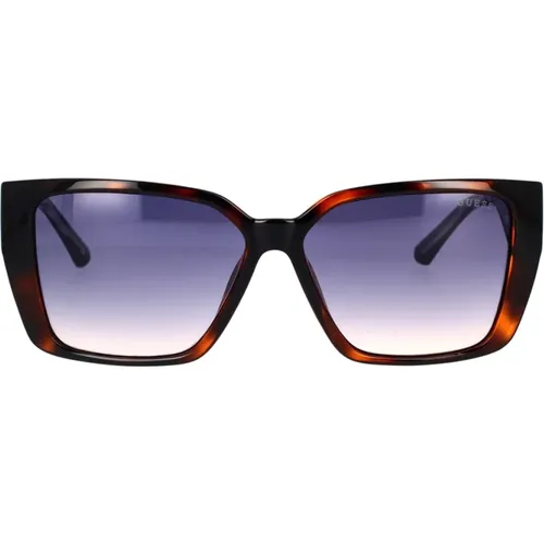 Square Sunglasses with Havana Frame and Transparent Arms , female, Sizes: 56 MM - Guess - Modalova