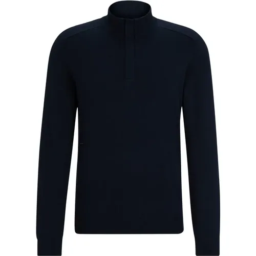 Blauer Pullover mit Verstecktem Reißverschluss - Hugo Boss - Modalova