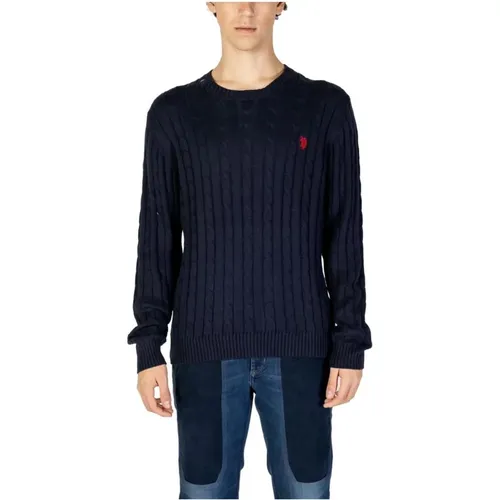 Blauer Strickpullover aus Baumwoll-Kaschmirmischung , Herren, Größe: 2XL - U.S. Polo Assn. - Modalova