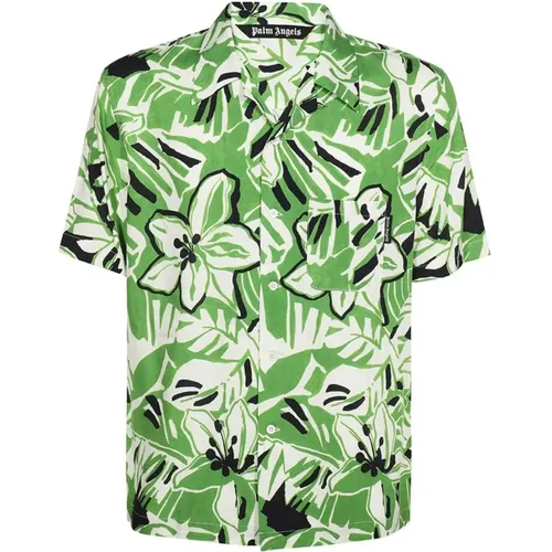 Shirt - Regular Fit - Suitable for Warm Climate - 100% Viscose , male, Sizes: L - Palm Angels - Modalova