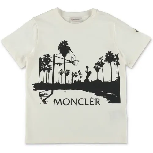 Weißes Baumwoll-Jersey T-Shirt - Moncler - Modalova