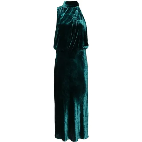 Grünes Samtkleid mit Drapierung , Damen, Größe: 2XS - pinko - Modalova