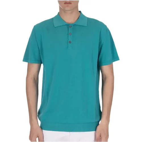 Short-sleeve cotton crepe polo shirt , male, Sizes: 2XL, S - Daniele Fiesoli - Modalova