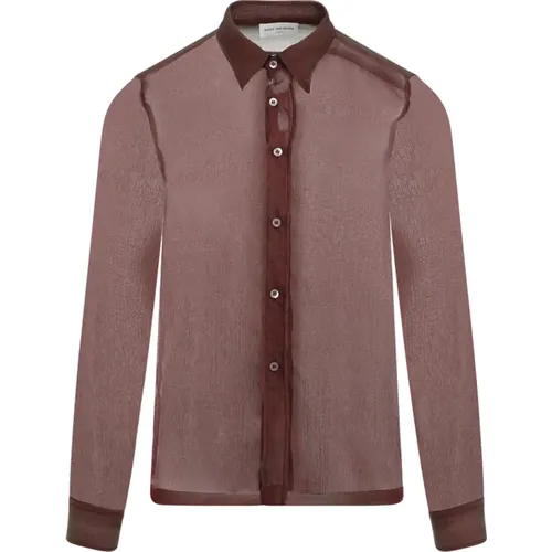 Bordeaux Silk Classic Collar Shirt , male, Sizes: S, M, L - Dries Van Noten - Modalova