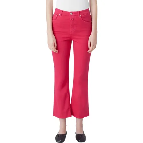 Fuchsia High-Waisted Flare Jeans , Damen, Größe: W26 - closed - Modalova