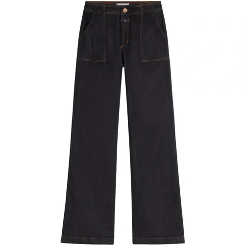 Dunkelblaue Ausgestellte High-Waist-Jeans , Damen, Größe: W27 - closed - Modalova
