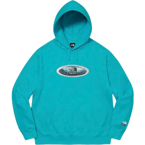 Limited Edition Lenticular Mountains Hoodie Teal , male, Sizes: XL, L - Supreme - Modalova