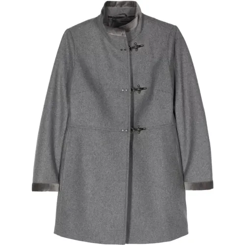 Wool Blend Grey Coat High Neck , female, Sizes: S, L - Fay - Modalova