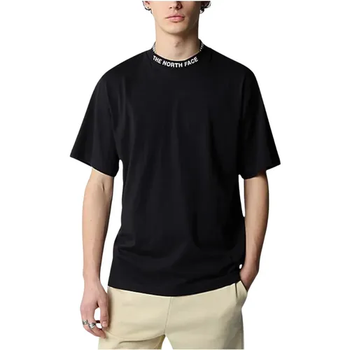 Geripptes Rundhals-T-Shirt mit Logo , Herren, Größe: XS - The North Face - Modalova