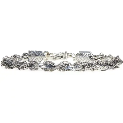 Braided Round Silver Bracelet , male, Sizes: L, M - Emanuele Bicocchi - Modalova