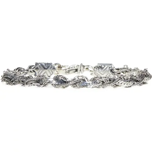 Braided Round Silver Bracelet , male, Sizes: M - Emanuele Bicocchi - Modalova