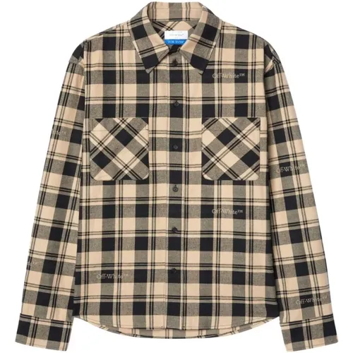 Western Checkered Shirt , male, Sizes: S, M, XL, L - Off White - Modalova