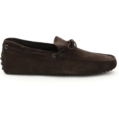 Suede Gommino Loafers with Laces , male, Sizes: 7 UK, 8 UK, 6 UK, 9 UK, 10 UK - TOD'S - Modalova