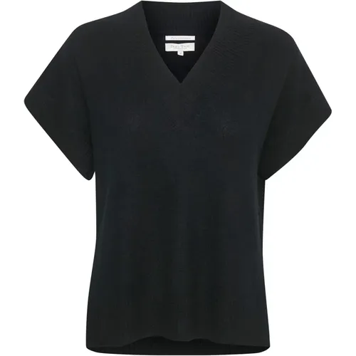 Black Knit with Short Sleeves and Round Neck , female, Sizes: S, M, L, XL - Part Two - Modalova