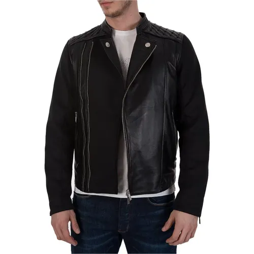 Retro Biker Leather Jacket , male, Sizes: M - Creative Recreation - Modalova