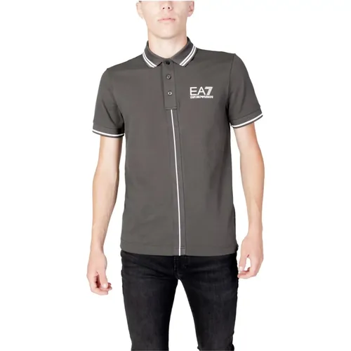 Graues Polo mit Knopfleiste , Herren, Größe: M - Emporio Armani EA7 - Modalova