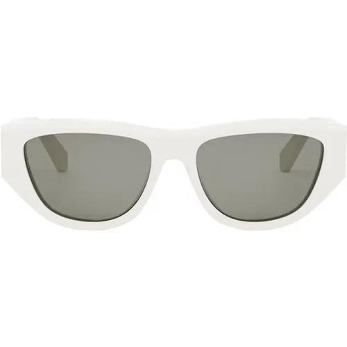 Monochrom Large Sonnenbrille,Stilvolle Cat-Eye Sonnenbrille Elfenbein/Grau - Celine - Modalova