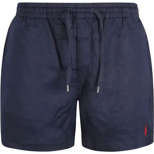 Marineblaue Leinen-Shorts mit Pony-Logo , Herren, Größe: M - Ralph Lauren - Modalova
