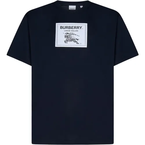 Mens Ribbed Crewneck T-Shirt , male, Sizes: S - Burberry - Modalova