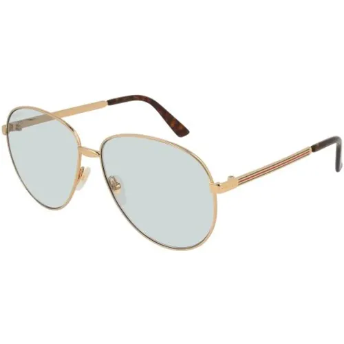 Gold Light Blue Sunglasses Gg0138S , male, Sizes: 61 MM - Gucci - Modalova