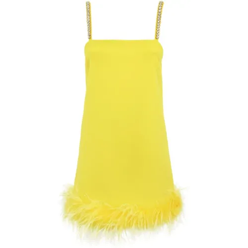 Gelbes ärmelloses Kleid aus Crêpe mit Strass , Damen, Größe: 2XS - pinko - Modalova