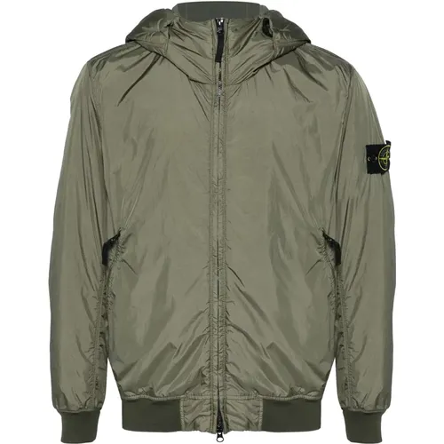 Nylon Hooded Jacket Badge , male, Sizes: S, M - Stone Island - Modalova