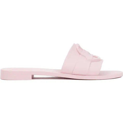 Gummi Slide Sandalen , Damen, Größe: 35 EU - Moncler - Modalova