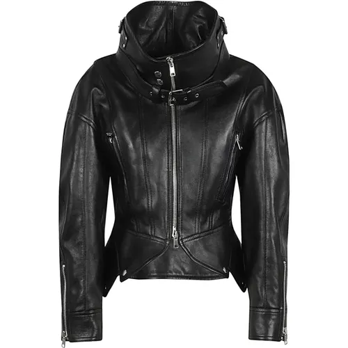 Leather Biker Jacket , female, Sizes: S - alexander mcqueen - Modalova