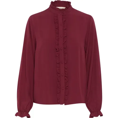 Frill Shirt mit Puffärmeln Cabernet , Damen, Größe: L - Cream - Modalova