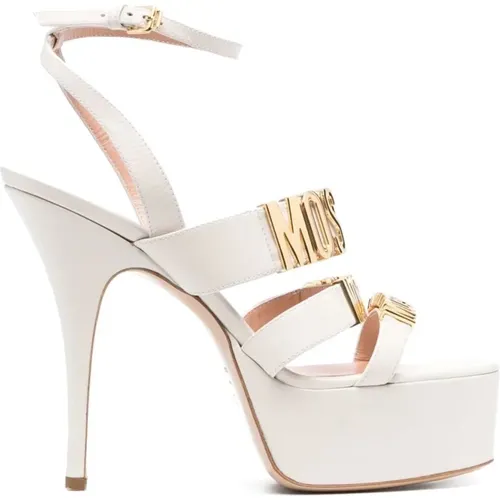 High Heel Sandals with Logo Motif , female, Sizes: 3 UK - Moschino - Modalova