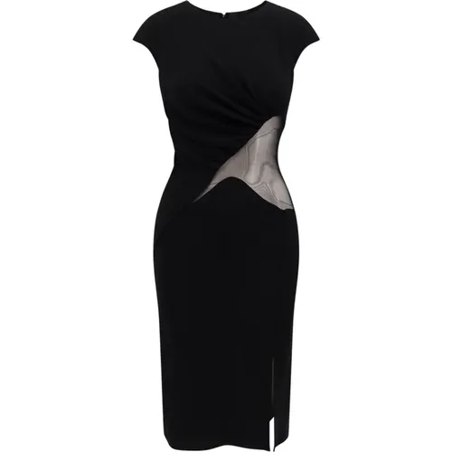 Schwarzes Kleid mit kurzen Ärmeln und vorderem Schlitz,Kleiderkollektion - Givenchy - Modalova