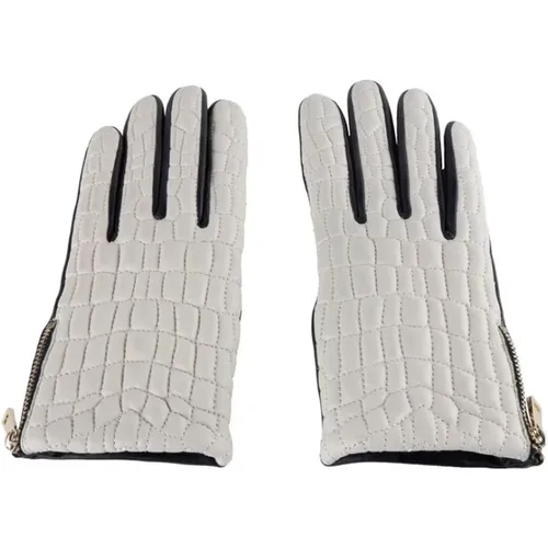 Elegante Leder-Lammfell-Handschuhe in Grau - Cavalli Class - Modalova