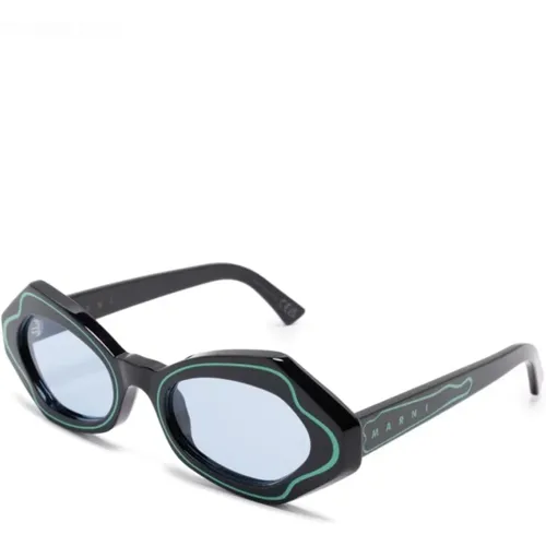 Black Green Sunglasses , female, Sizes: 53 MM - Marni - Modalova
