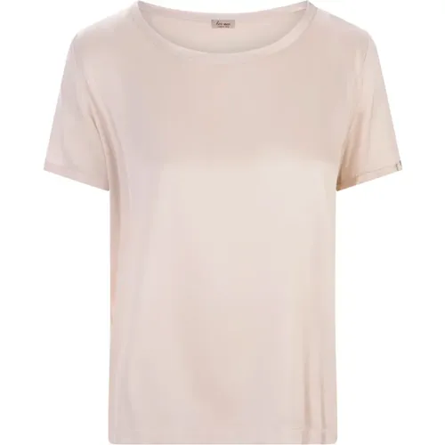 Seiden Rundhals Braun T-shirt , Damen, Größe: S - Her Shirt - Modalova