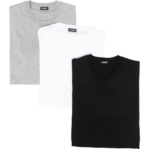 Baumwoll Stretch T-Shirt Tri-Pack , Herren, Größe: L - Dsquared2 - Modalova