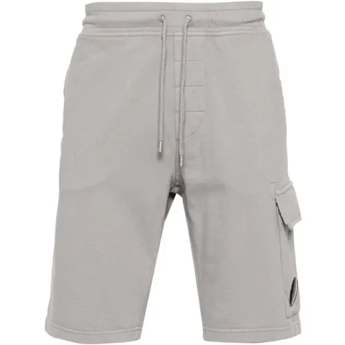 Grey Cotton Shorts with Lens Detail , male, Sizes: L - C.P. Company - Modalova