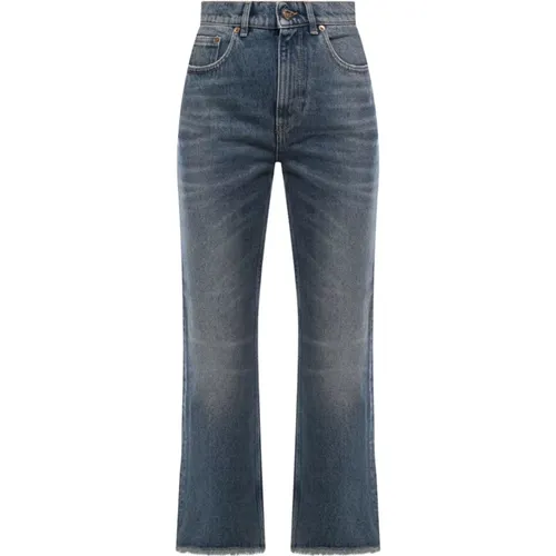 Blaue Jeans Mit Fransigen Beinen Hergestellt in Italien , Damen, Größe: W28 - Golden Goose - Modalova