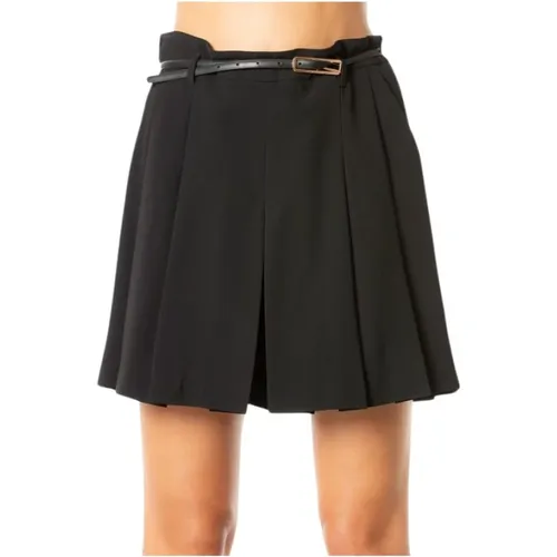 Schwarzer Plissierter Rockshorts mit Gürtel , Damen, Größe: S - Max Mara Studio - Modalova