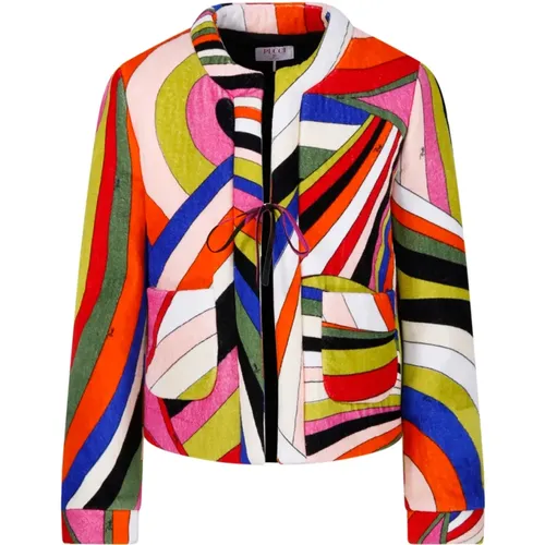 Blue/Fuchsia Jacket , female, Sizes: L - EMILIO PUCCI - Modalova