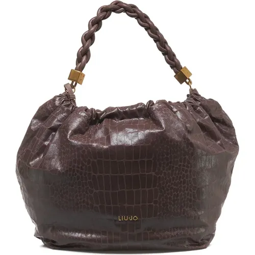 Croco Shopper mit goldenen Akzenten , Damen, Größe: ONE Size - Liu Jo - Modalova