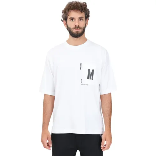 Kurzarm weißes Taschenlogo-T-Shirt , Herren, Größe: L - Moschino - Modalova