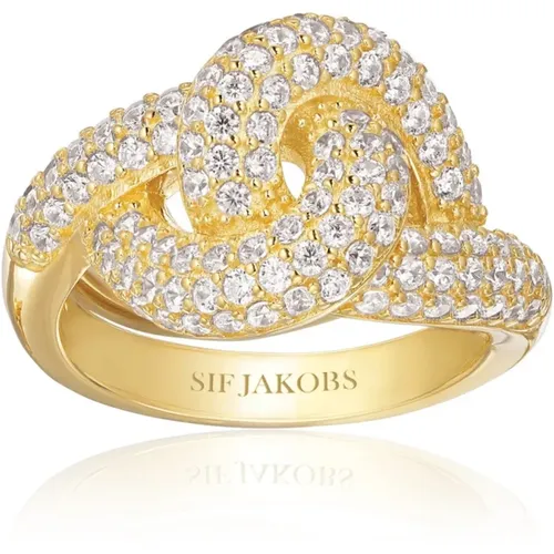 Eleganter Vergoldeter Zirkonia Ring,Eleganter Silberring mit CZ-Steinen - Sif Jakobs Jewellery - Modalova