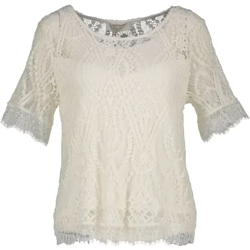 Schickes Offwhite T-Shirt , Damen, Größe: XL - Amélie & Amélie - Modalova