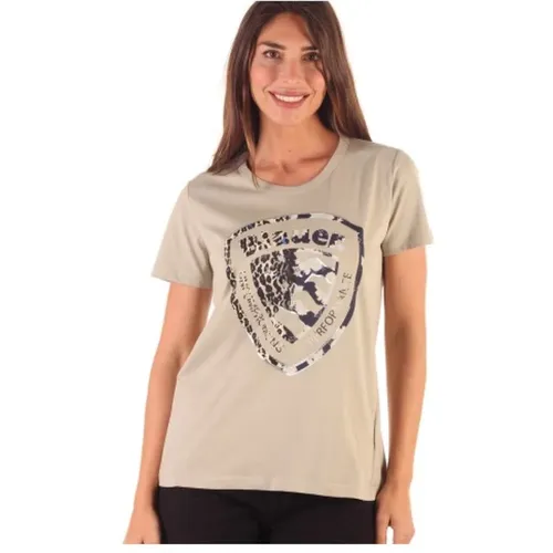 Damen Baumwoll T-Shirt , Damen, Größe: L - Blauer - Modalova