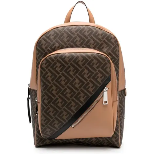 Leather Backpack with FF Motif , male, Sizes: ONE SIZE - Fendi - Modalova